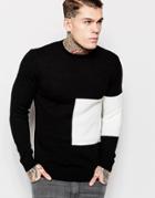 Asos Sweater With Placement Blocking - Black