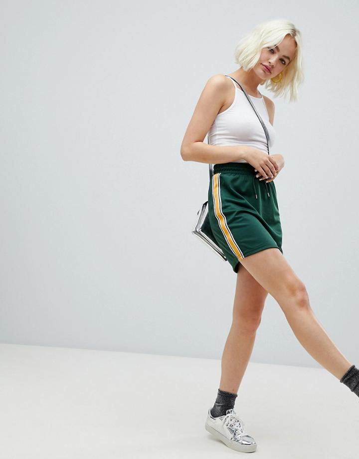 Monki Two-piece Mini Skirt With Side Stripe In Dark Green - Green