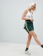 Monki Two-piece Mini Skirt With Side Stripe In Dark Green - Green