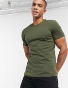 New Look Muscle Fit T-shirt In Khaki-green