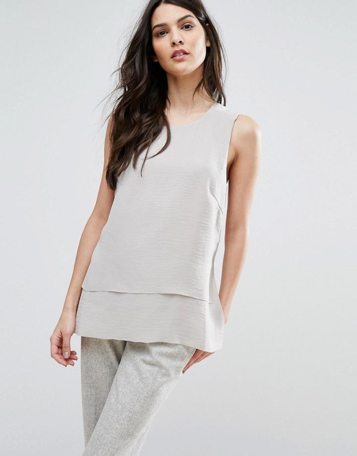Selected Femme Cory Cross Back Top - Gray