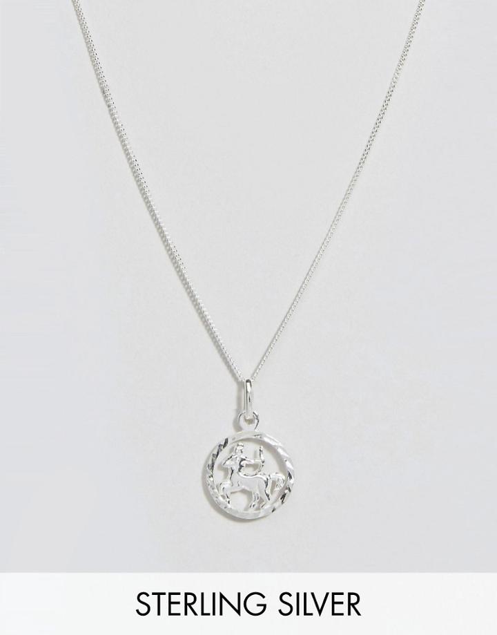 Reclaimed Vintage Sterling Silver Sagittarius Zodiac Necklace - Silver