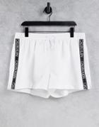 Calvin Klein Side Logo Short Drawstring Swim Shorts In White