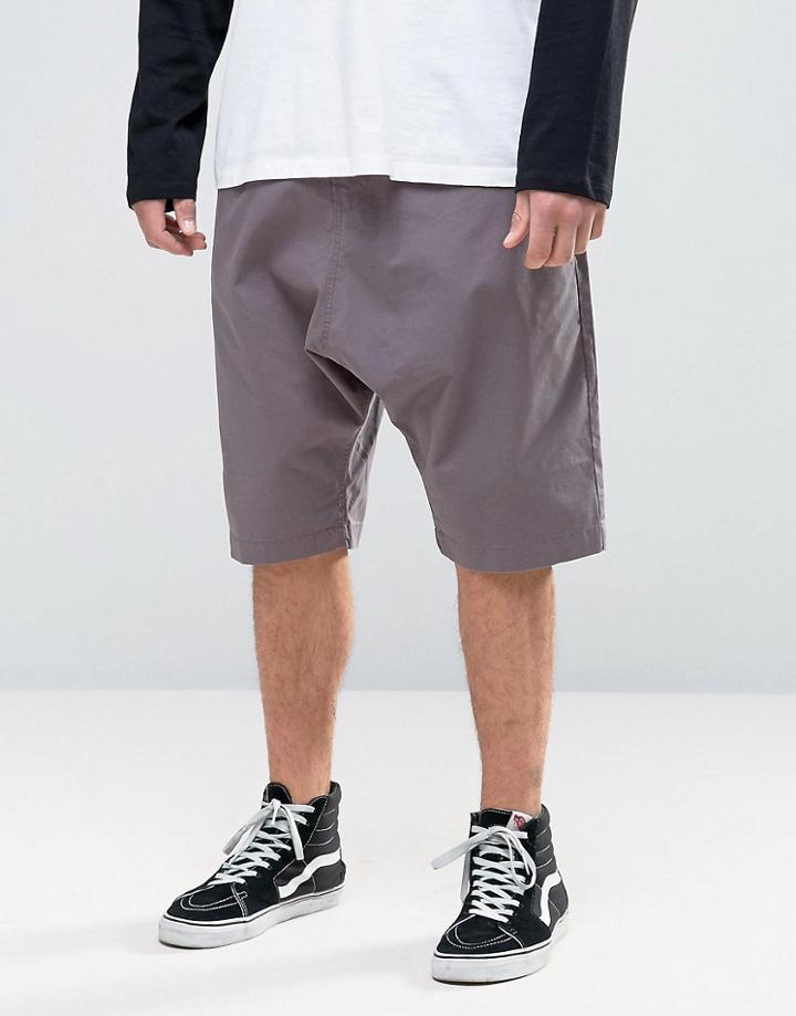 Asos Drop Crotch Shorts With Elasticated Waist In Soft Purple - Gray