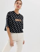 Asos Design Monogram Cropped T-shirt With Unreal-multi