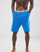 Asos Design Pyjama Shorts In Cobalt Blue With Branded Waistband - Blue