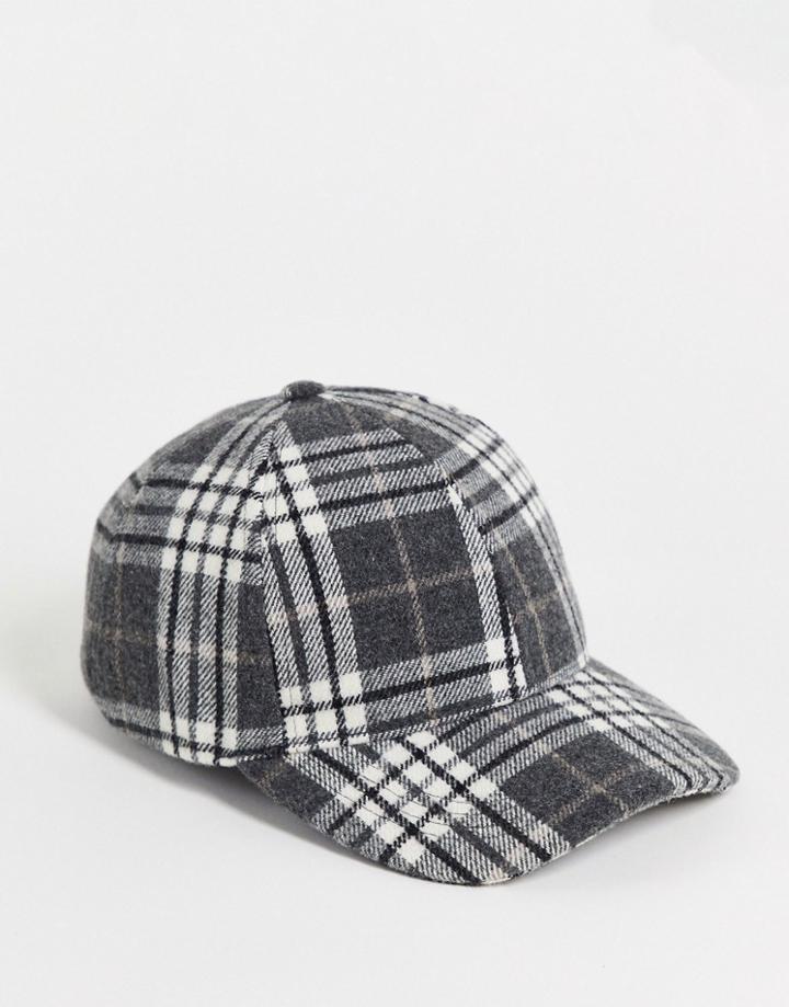 Asos Design Baseball Cap In Mono Check-multi