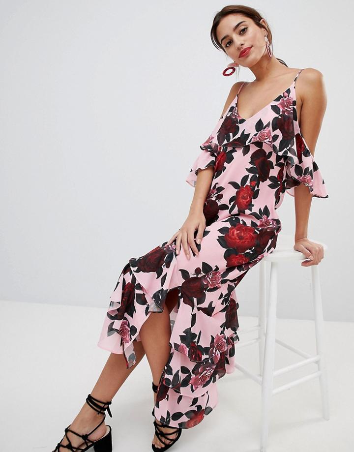 Na-kd - Asymmetric Frill Layered Dress - Pink