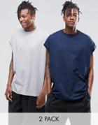 Asos 2 Pack Super Oversized Sleeveless T-shirt Save 17% In Navy/grey