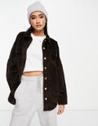 Jdy Oversized Cord Shacket In Brown