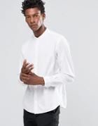 Celio Slim Fit Shirt With Grandad Collar - White