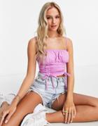 Brave Soul Phoebe Ruched Cropped Cami In Violet-purple