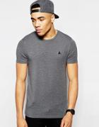Asos Muscle T-shirt With Crew Neck And Embroidery In Charcoal Marl - Charcoal Ml