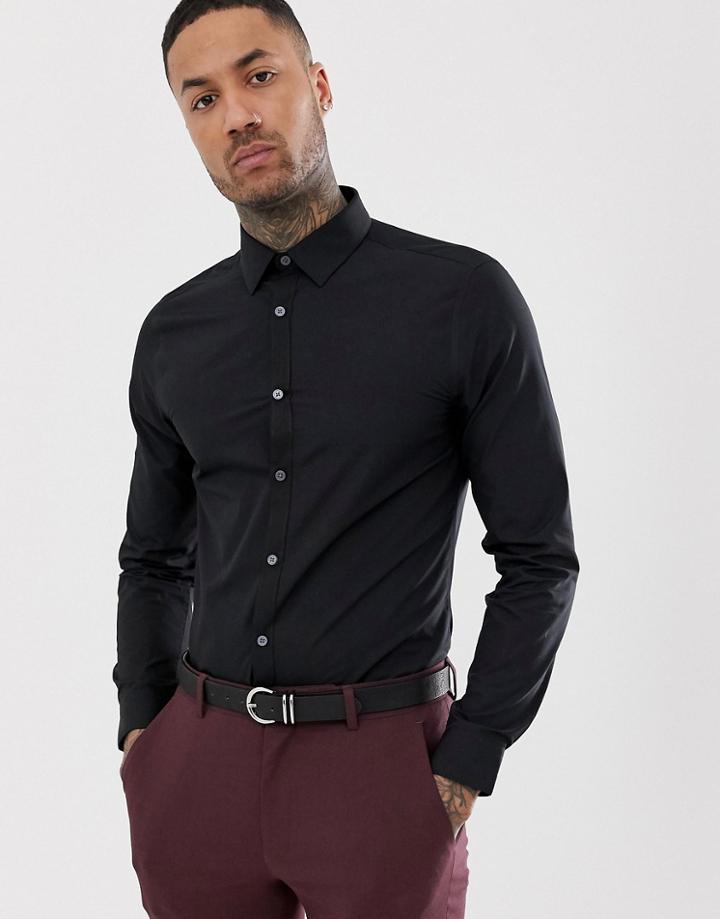 New Look Poplin Shirt In Regular Fit In Black