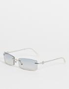 Asos Design Rimless 90s Sunglasses In Smoke Lens With 90s Temple Detail-silver