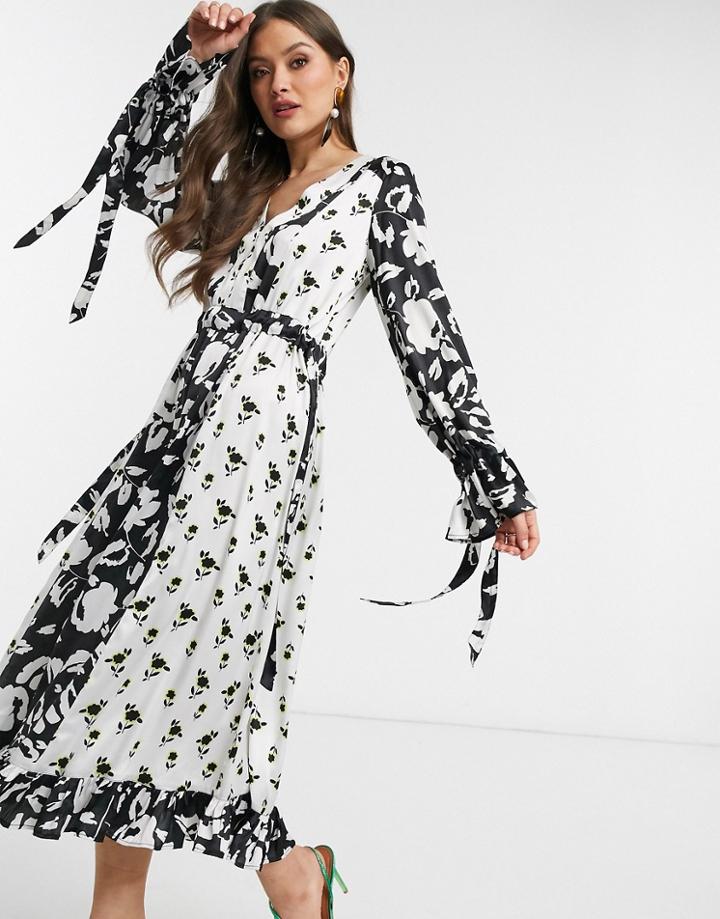 Asos Design Trapeze Maxi Dress In Mixed Floral Print-multi