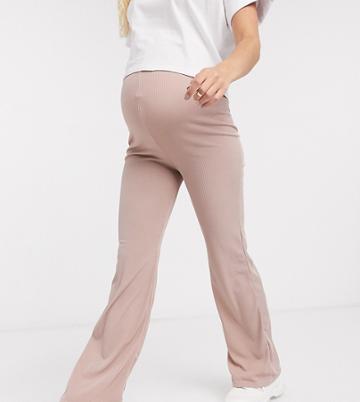 Club L London Maternity Wide Leg Pants Two-piece In Cream-white