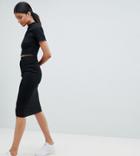 Missguided Tall Ribbed Midi Skirt - Black