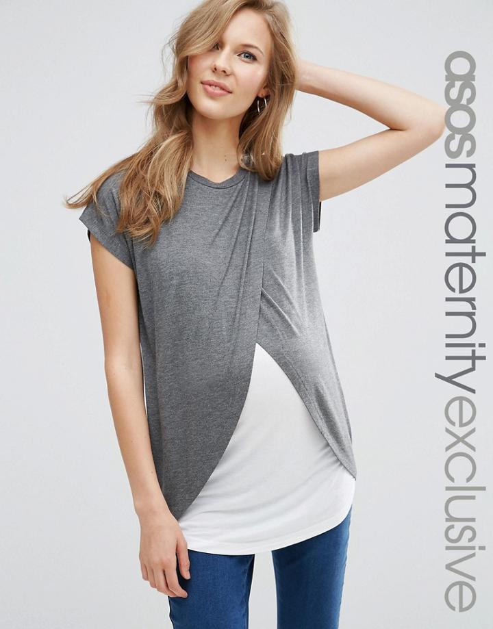 Asos Maternity Nursing T-shirt With Wrap Overlay - Multi
