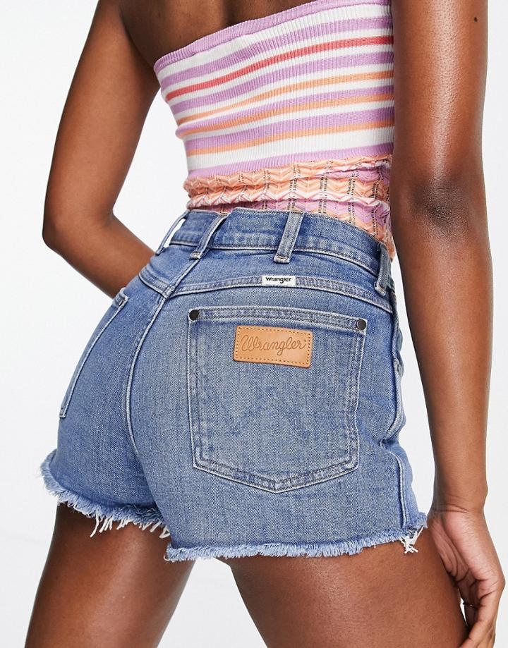 Wrangler Festival Denim Shorts In Bliss Blue Denim