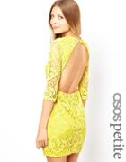 Asos Petite Exclusive Crochet Shift Dress With Cut Out Back - Yellow