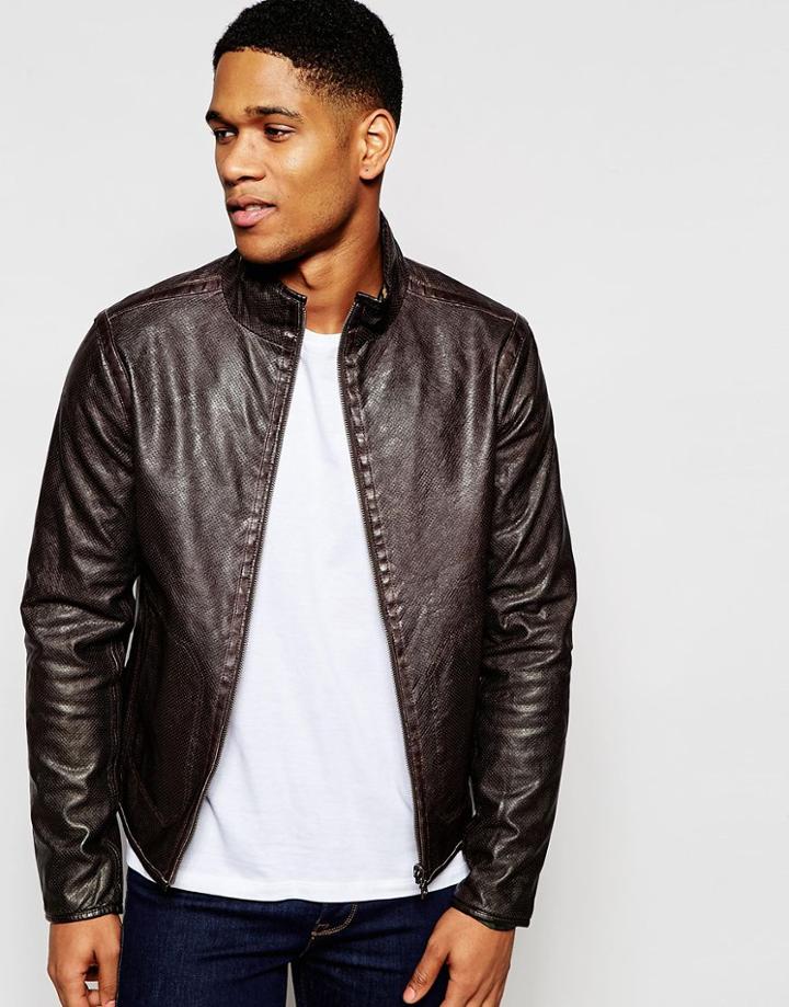 Gas Leather Look Reversable Jacket Camo - Green