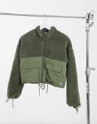 Russell Athletic Zip Up Fleece Jacket In Khaki-green