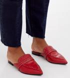 Asos Design Wide Fit Maximum Studded Leather Pointed Mule In Red