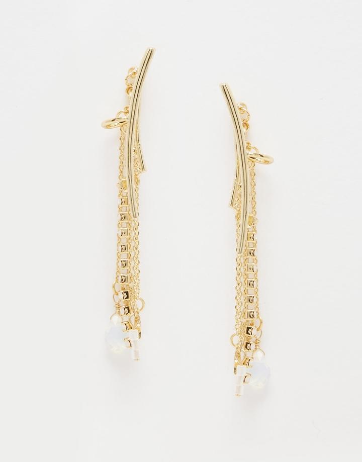 Orelia Charm Drop Through & Through Earrings - Gold