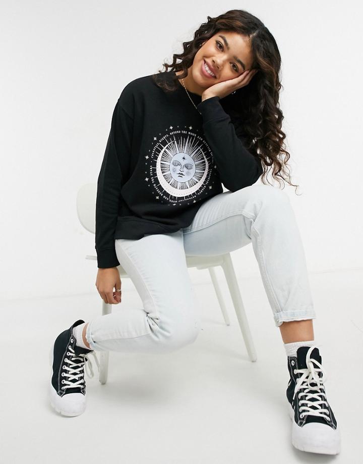 New Look Pastel Mystic Sweatshirt In Black