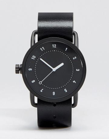 Tid No 1 Leather Watch In Black - Black