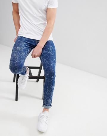 Liquor N Poker Acid Wash Jeans - Blue