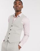Asos Design Wedding Skinny Suit Suit Vest In Putty Wool Blend Twill-neutral