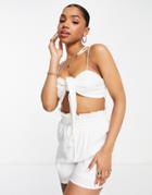 The Frolic Linen Bow Detail White Cami Top - Part Of A Set