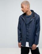 Rains Short Hooded Jacket Waterproof In Navy - Navy