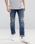 Celio Straight Fit Jeans With Rip Repair Details - Blue