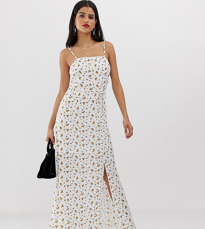Vero Moda Tall Floral Square Neck Maxi Dress - Cream