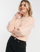 Asos Design Volume Sleeve Sweater In Blush Pink