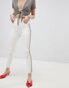 River Island Harper Embellished Side Skinny Jeans-white