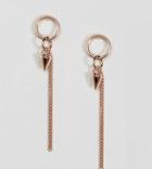 Asos Design Rose Gold Plated Sterling Silver Chain Strand And Spike Hoop Earrings - Copper