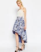Asos Prom Skirt In Floral Jacquard With Dipped Back - Multi