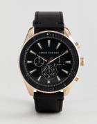 Armani Exchange Ax1818 Chronograph Leather Watch In Black 44mm - Black