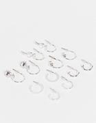 Monki 6 Pack Drop Earrings In Silver