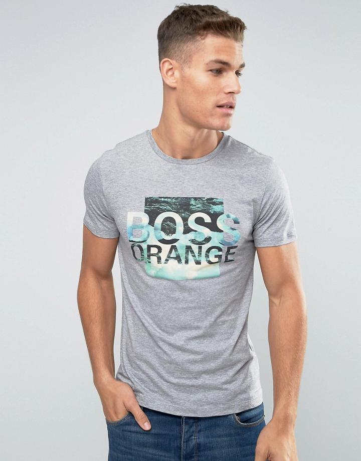 Boss Orange T-shirt With Logo Print In Gray - Gray
