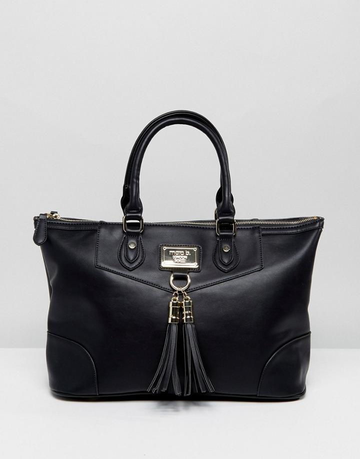 Marc B Large Shopper With Grab Handle And Detachable Shoulder Strap - Black