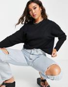 Asos Design Batwing Top In Super Soft Cozy Rib In Black