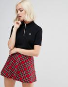 Fred Perry Knitted Polo Shirt With Zip - Black
