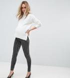 Asos Design Maternity Over The Bump Pinstripe Tube Pants-black