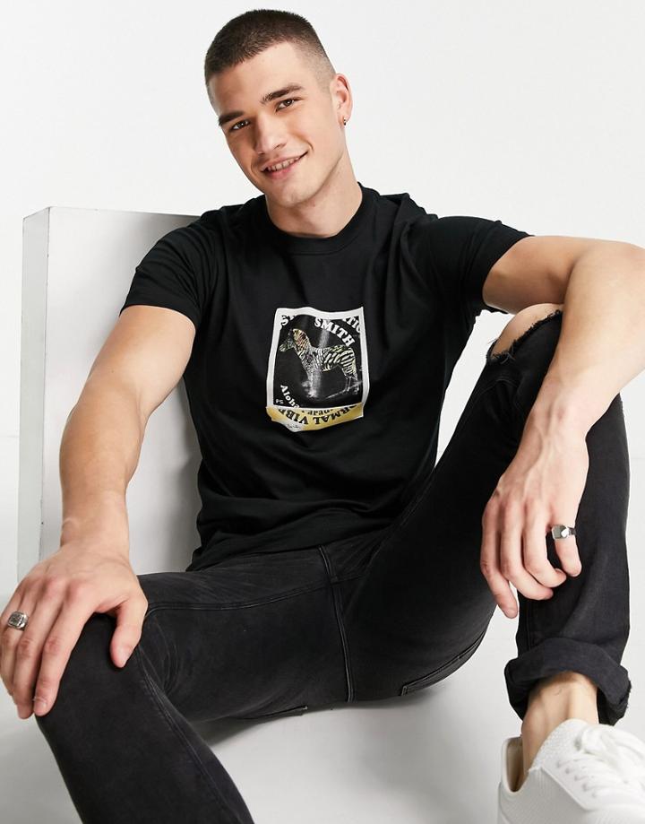 Ps Paul Smith Slim Fit Zebra Polaroid Logo T-shirt In Black
