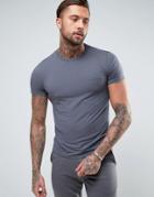 Emporio Armani T-shirt With Logo In Muscle Fit - Gray